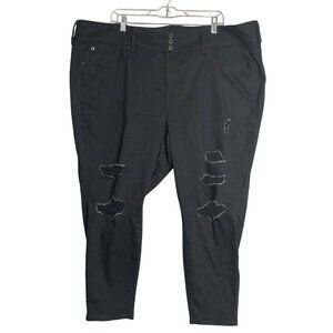 New Torrid Jegging Skinny High Rise Jean Destructed Black Womens Plus Size 26 XS